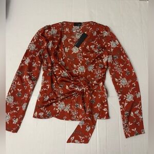Lucy Paris Milan Floral  Wrap Top Blouse XS